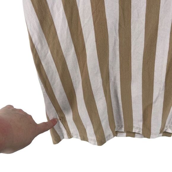 Denim & Flower Men's Cotton T-Shirt Stripes Short Sleeve Crewneck Tan Size XL - Picture 2 of 13